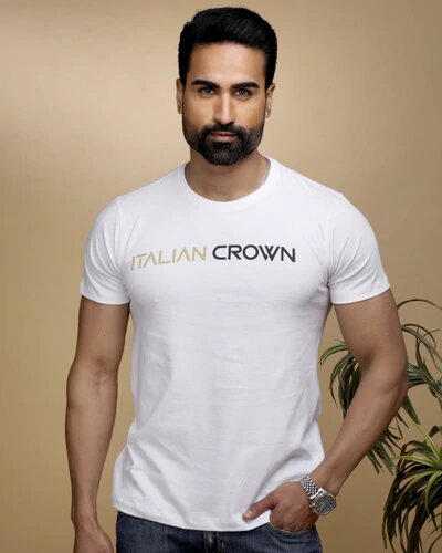 printed White italiancrown logo t-shirt