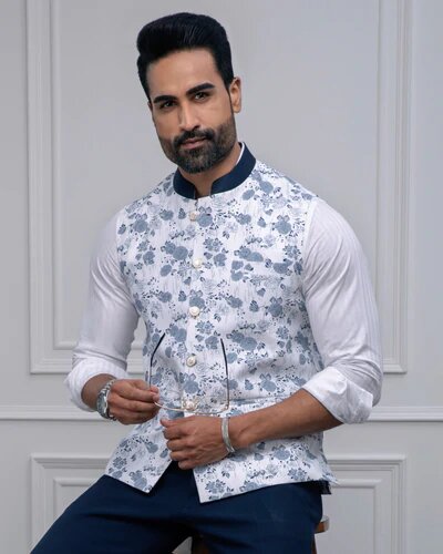 printed nehru jacket koti