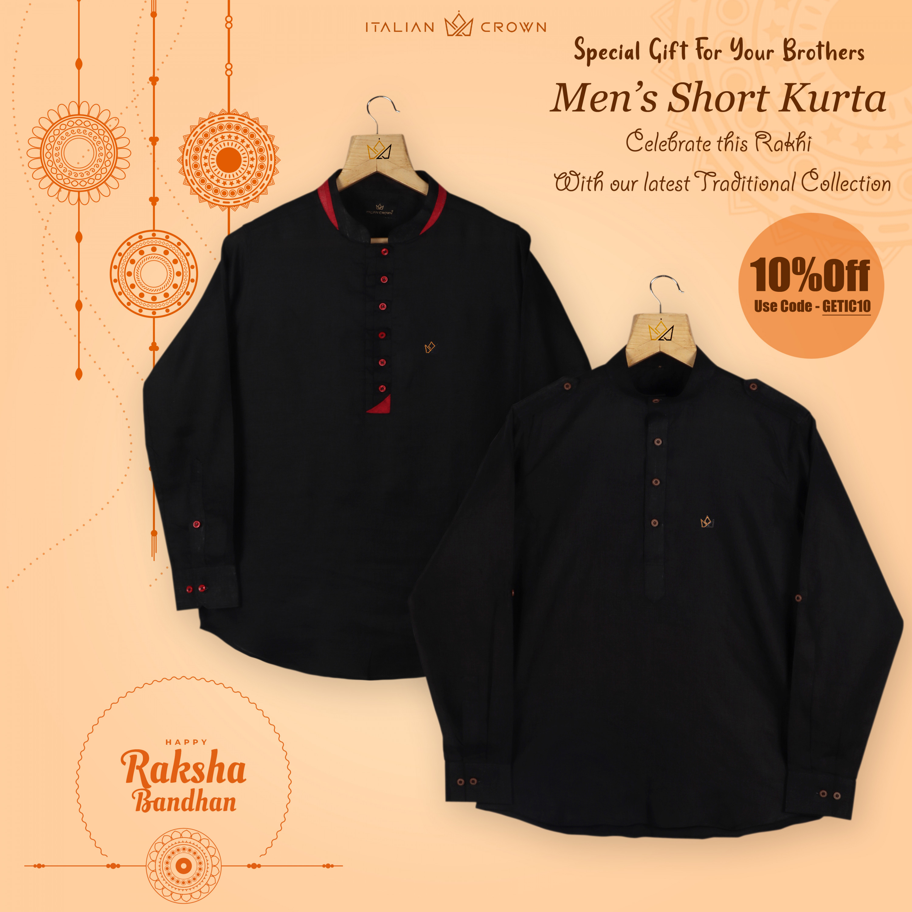 Popular Black Color Indian Wedding Short Kurta