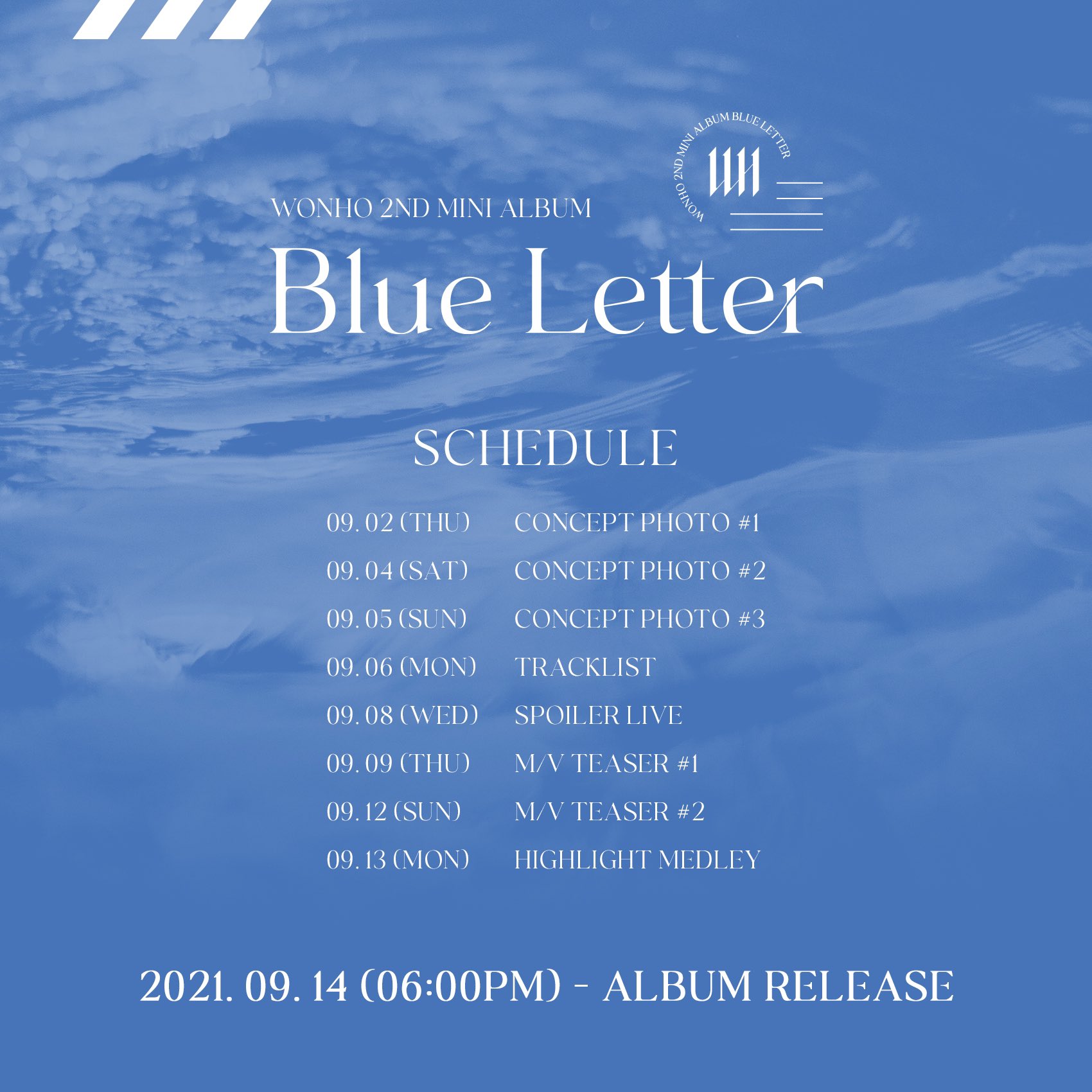 Wonho's schedule for upcoming 2nd mini album 'Blue Letter'