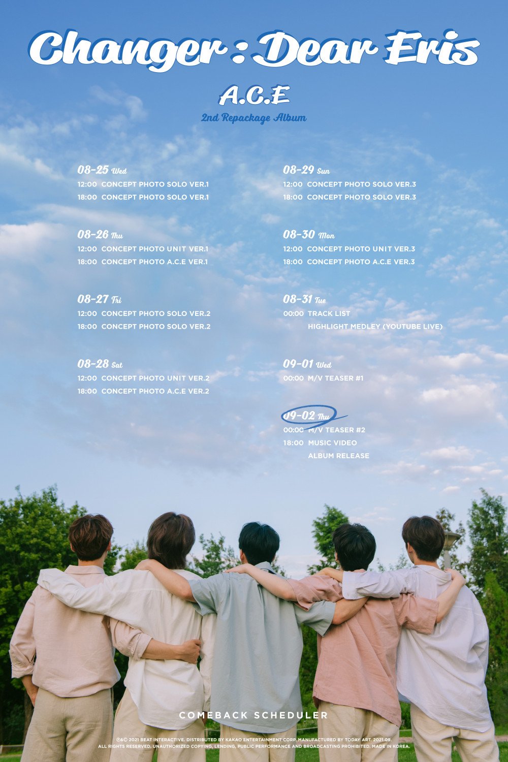 A.C.E teaser schedule for comeback repackaged album 'Changer: Dear Eris'