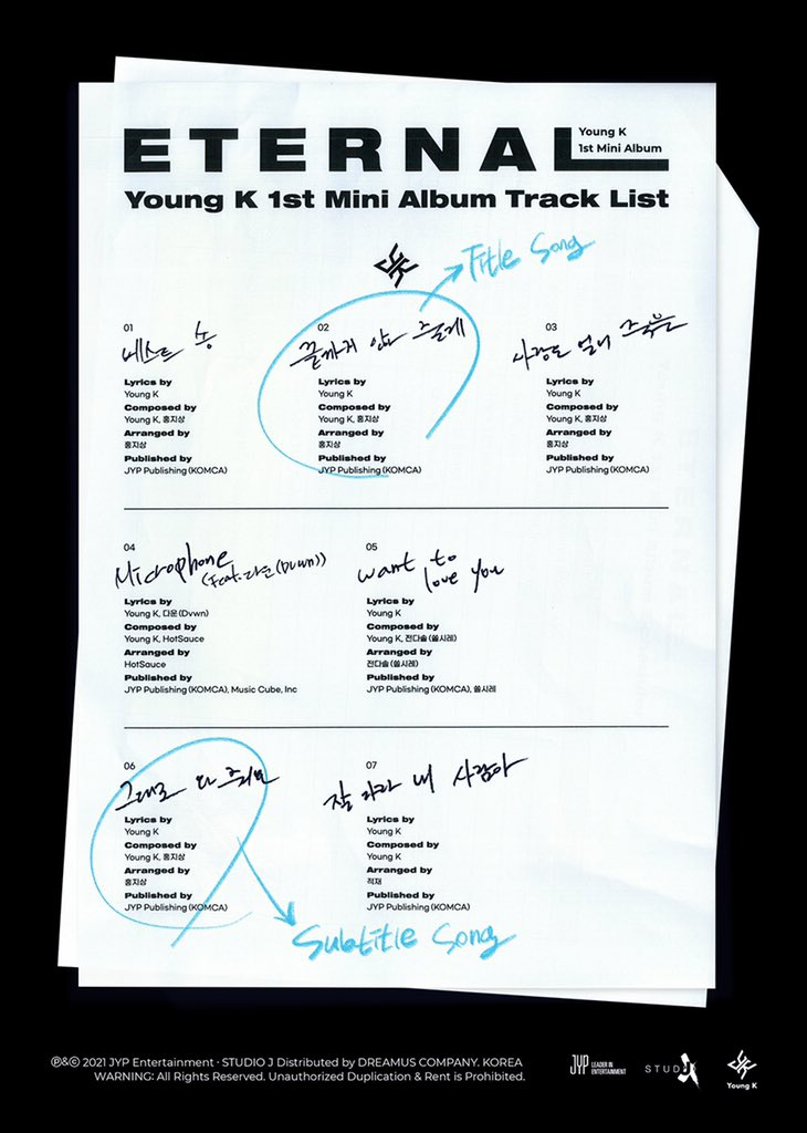 DAY6 member Young K tracklist of his first mini-album 'Eternal'