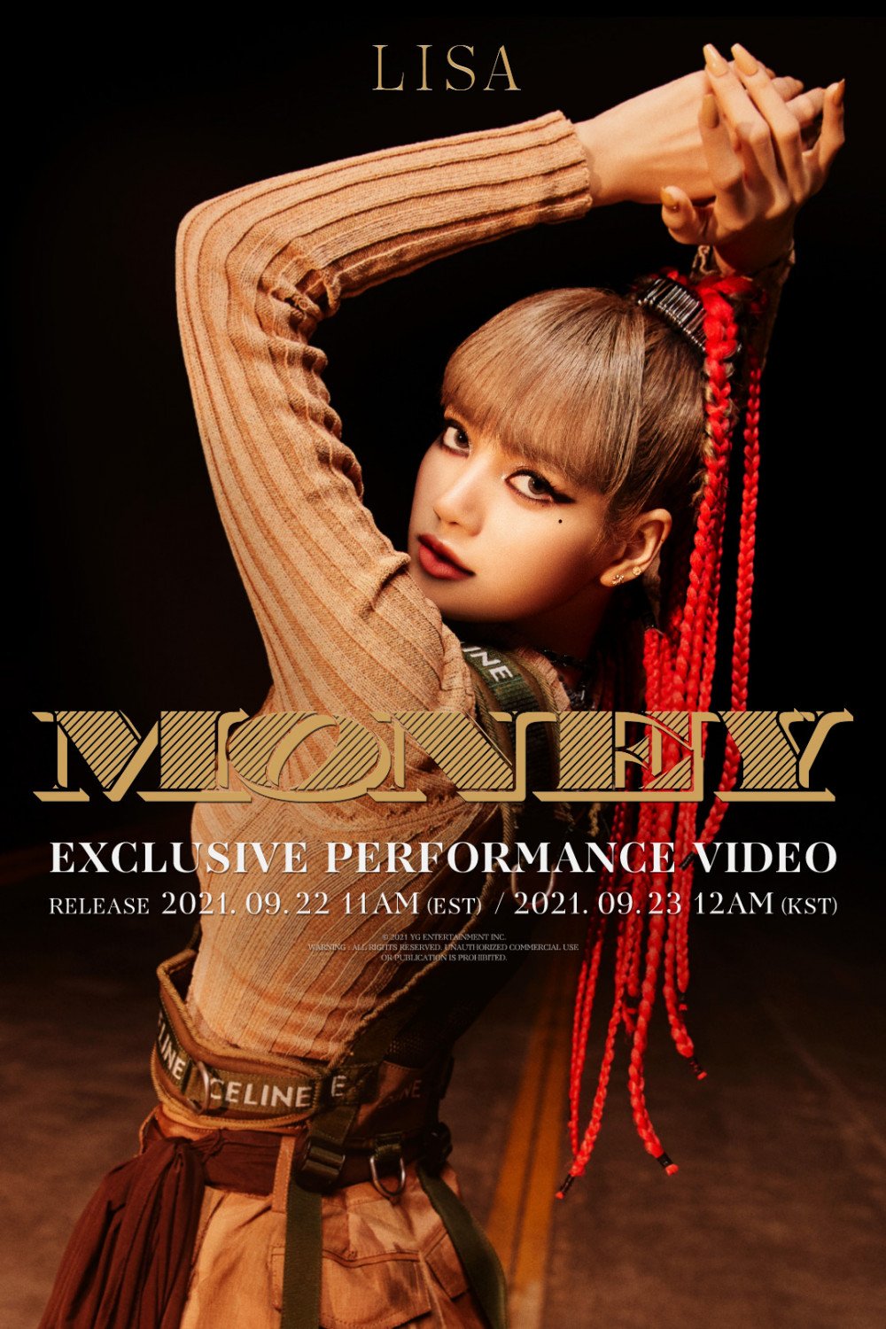 BLACKPINK's Lisa looks - teaser poster for exclusive performance of 'Money'