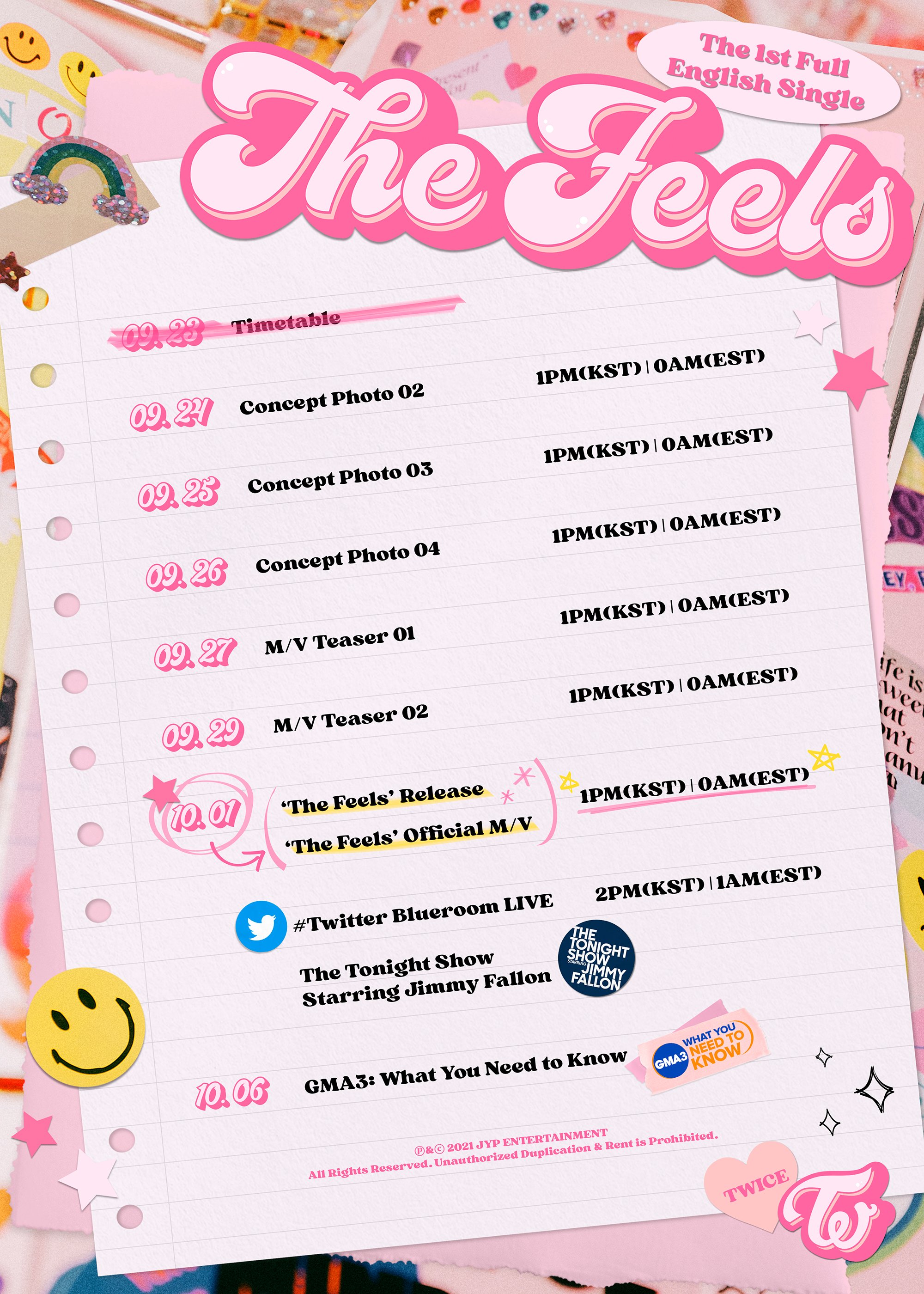 TWICE - schedule for 1st English single 'The Feels'